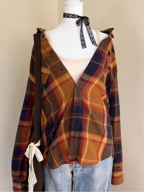 LEVI’S grunge indie skater plaid flannel button down long sleeve shirt M-L